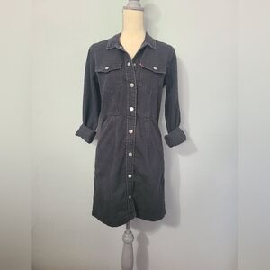 Levi's Eomens Dark Gray Denim Shirt‎ Snap On Dress Size Small